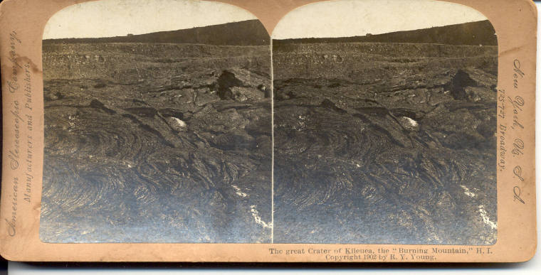 Stereoview of the Crater of Kileuea in Hawaii