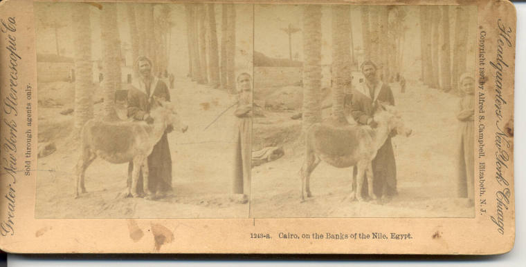 Stereoview of Egyptians on the Banks of the Nile