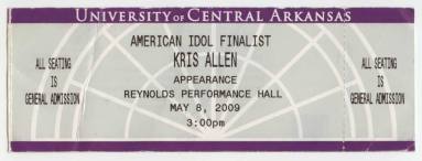 Ticket, Kris Allen - American Idol Finalist