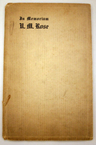 Booklet, U.M. Rose Biography