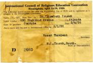 1926 Religious Education Convention Ribbon and Registration