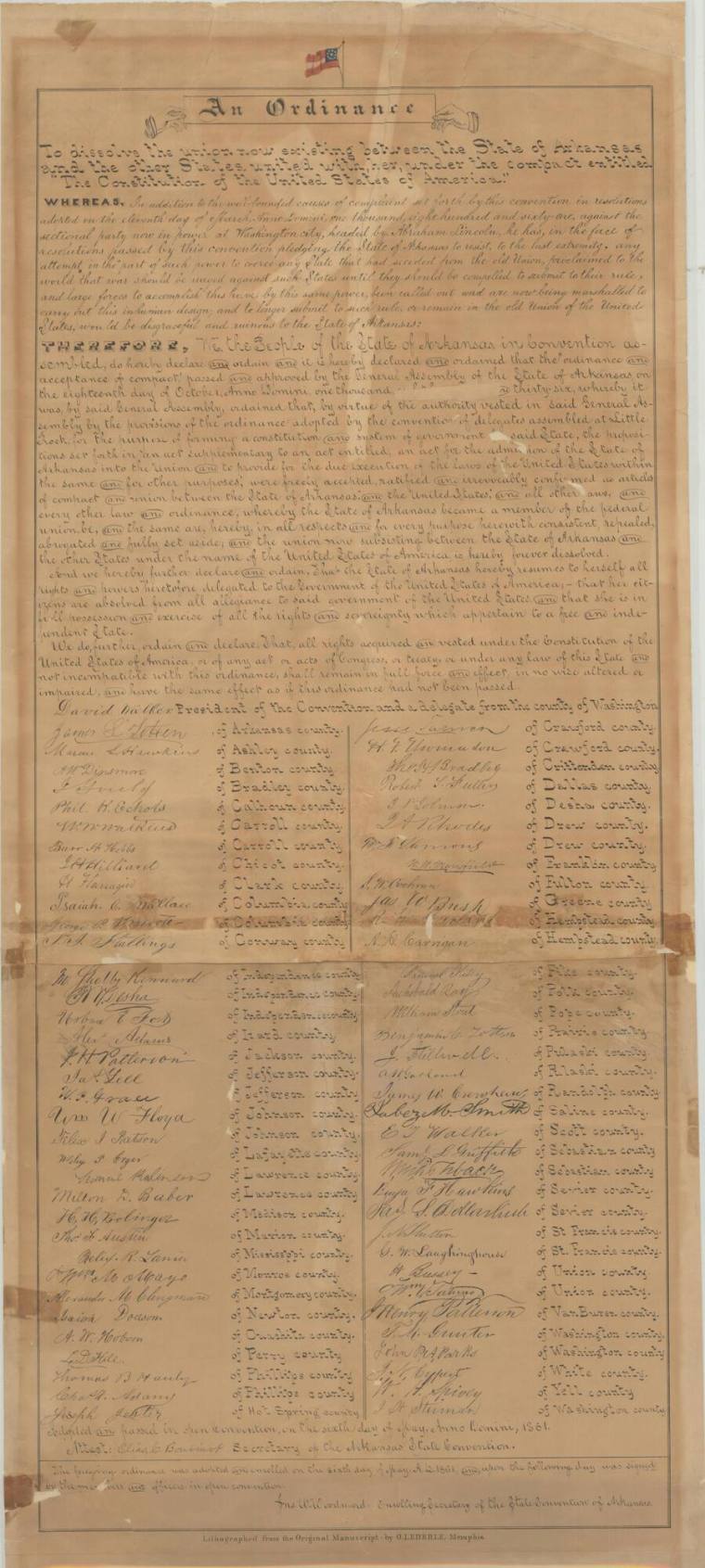 Ordinance of Secession for Arkansas