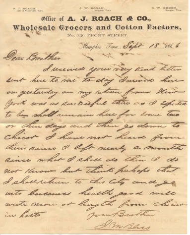 Letter, from J.W. Bliss to C.C. Bliss