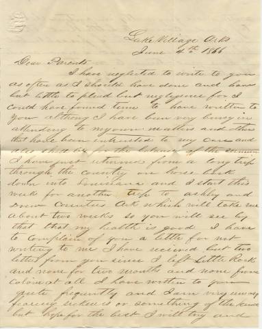 Letter, from James M. Bliss to his parents