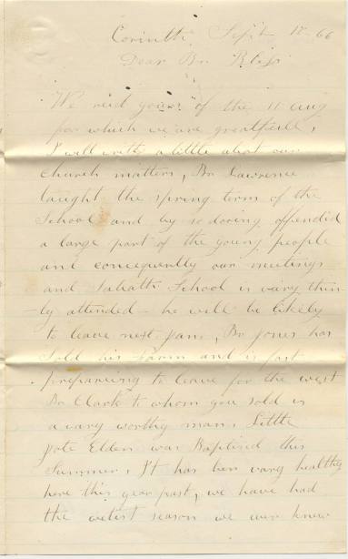 Letter, to Mrs. William Bliss from William Gould