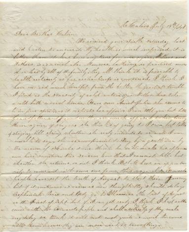 Letter, to Calvin Bliss from Martha Bliss