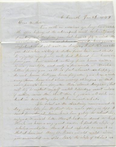 Letter, from Calvin Bliss to Martha Bliss