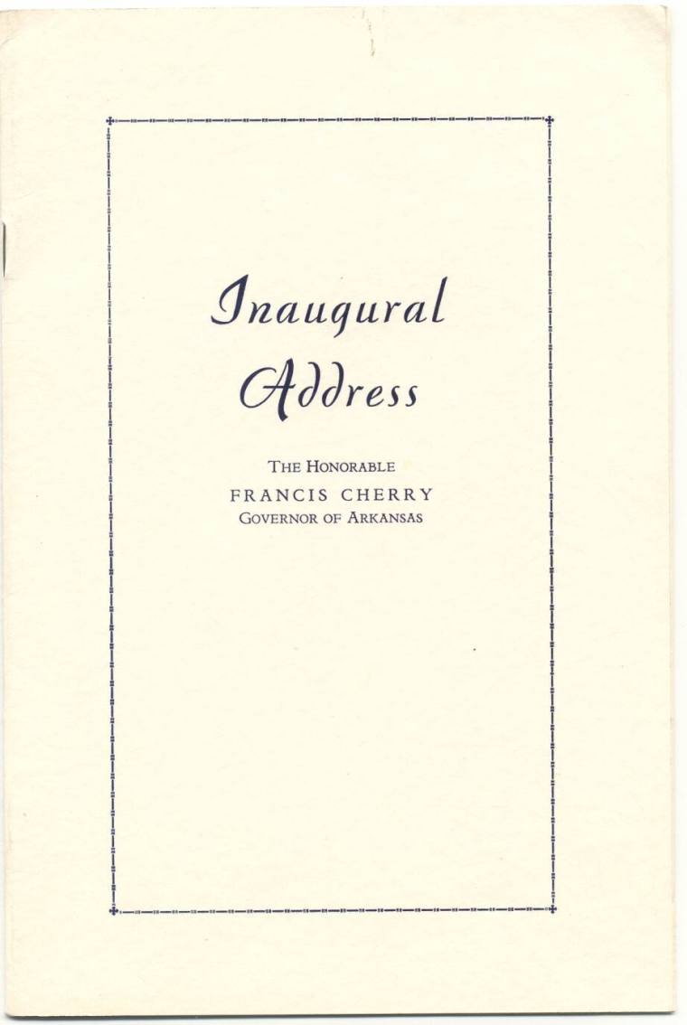 Address, Inaugural - Governor Cherry