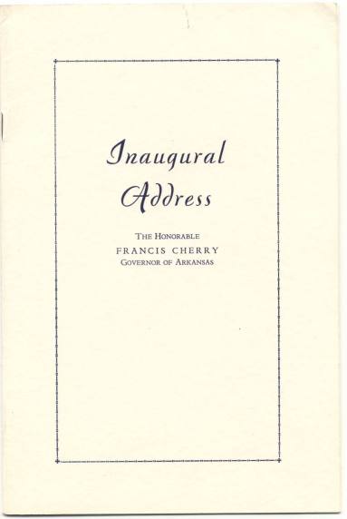 Address, Inaugural - Governor Cherry