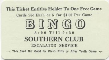 Ticket- The Southern Club in Hot Springs