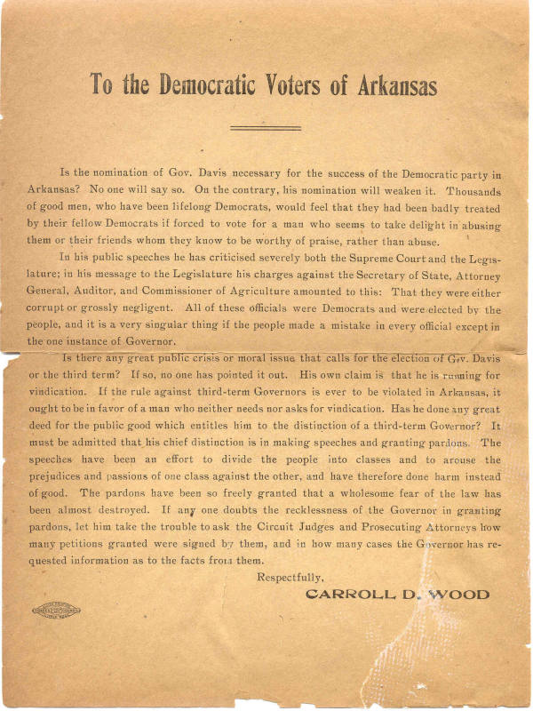 Handbill, Political -  anti Jeff Davis