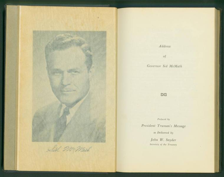 Address, Inaugural - Governor Sid McMath