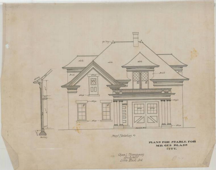 Drawing, Thompson Architectural - Gus Blass stables, Little Rock