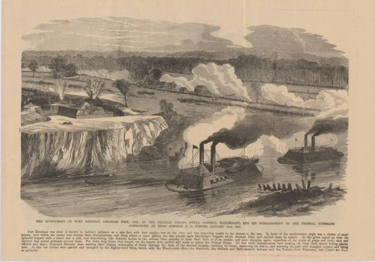 Print, Bombardment of Fort Hindman