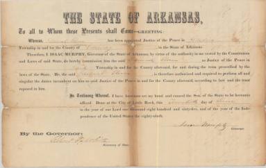 Certificate, Justice of the Peace