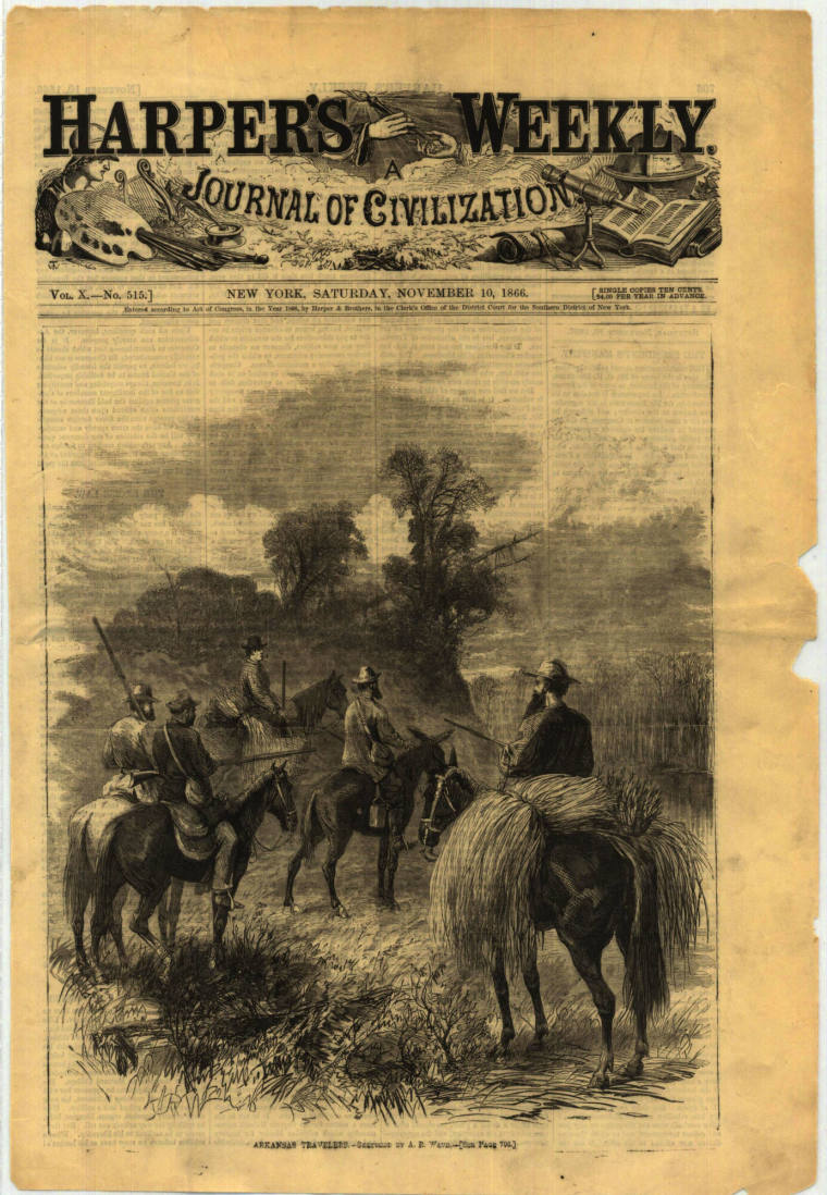 Magazine, Harper's Weekly - "Arkansas Travelers"