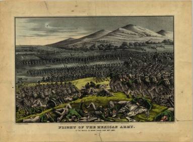 Lithograph, "Flight of the Mexican Army"