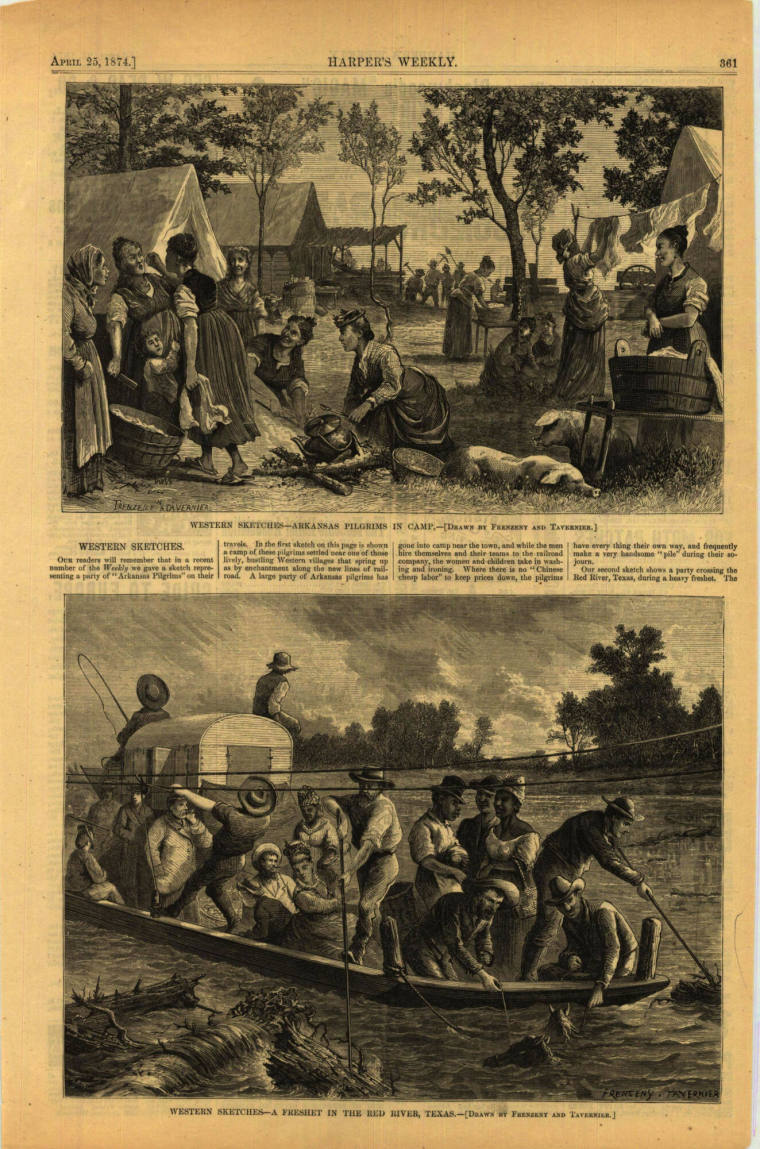 Print, Wood Engraved - "Western Sketches: Arkansas Pilgrims in Camp"