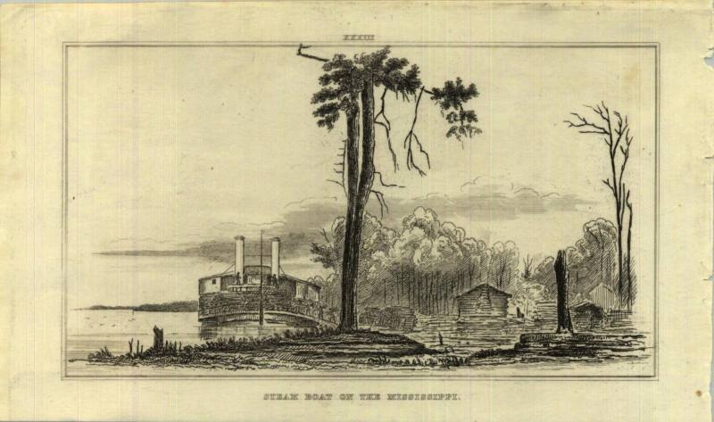 Print, Etched - "Steamboat on the Mississippi"