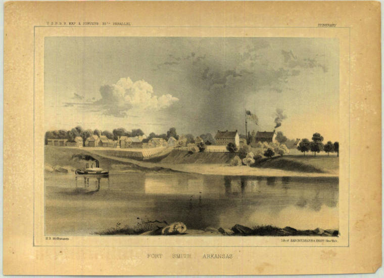 Lithograph, "U.S. Railroad Survey, Fort Smith, Arkansas"