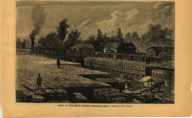 Print, Wood Engraved - "Scenes at Pine Bluff Station"