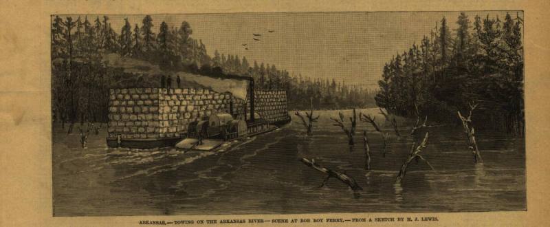 Prints, Engraved - "Towing on the Arkansas River"