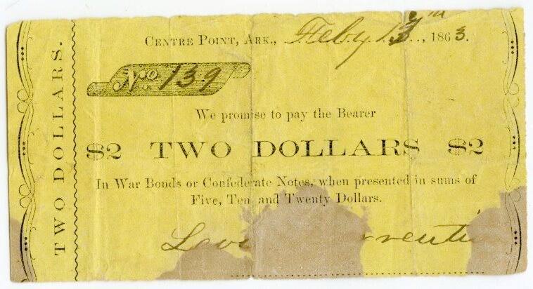 Scrip, Centre Point, Arkansas - Two Dollar Note