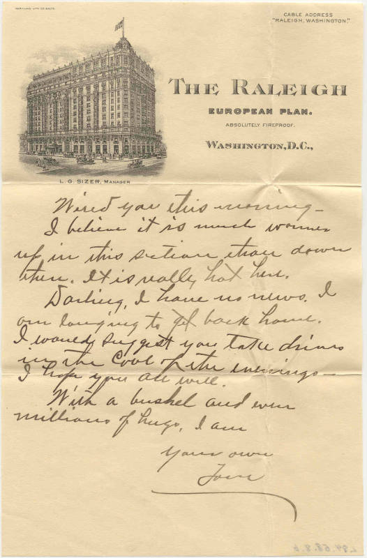 Letter, Governor Terral to His Wife