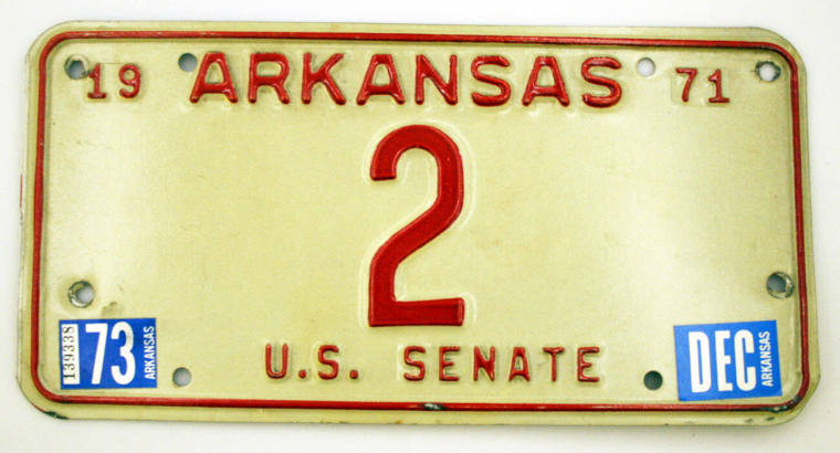 License Plate, Arkansas U.S. Senator