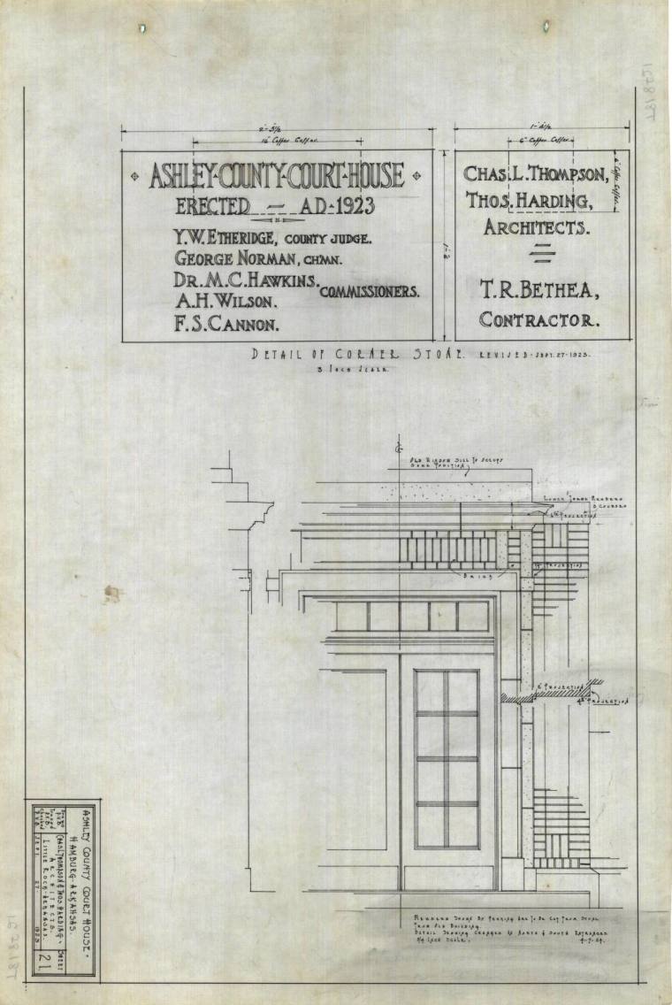 Drawing, Thompson Architectural - Ashley County Courthouse