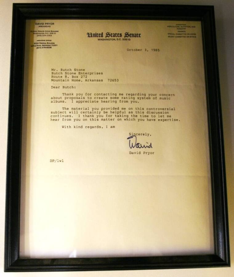 Letter, David Pryor to Butch Stone