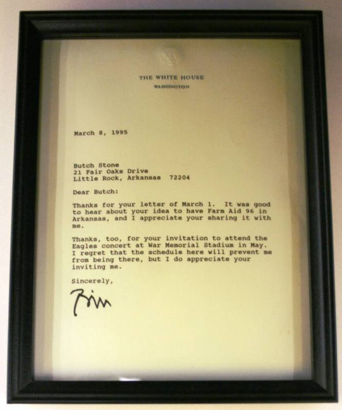 Letter, Bill Clinton to Butch Stone