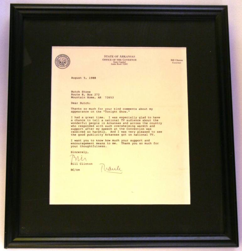 Letter, Bill Clinton to Butch Stone