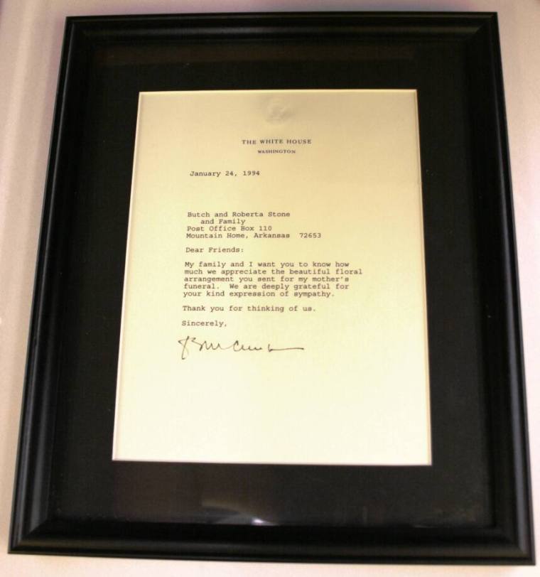 Letter, Bill Clinton to Butch Stone