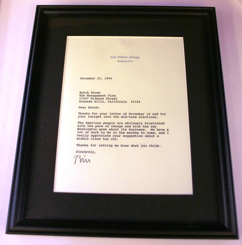 Letter, Bill Clinton to Butch Stone