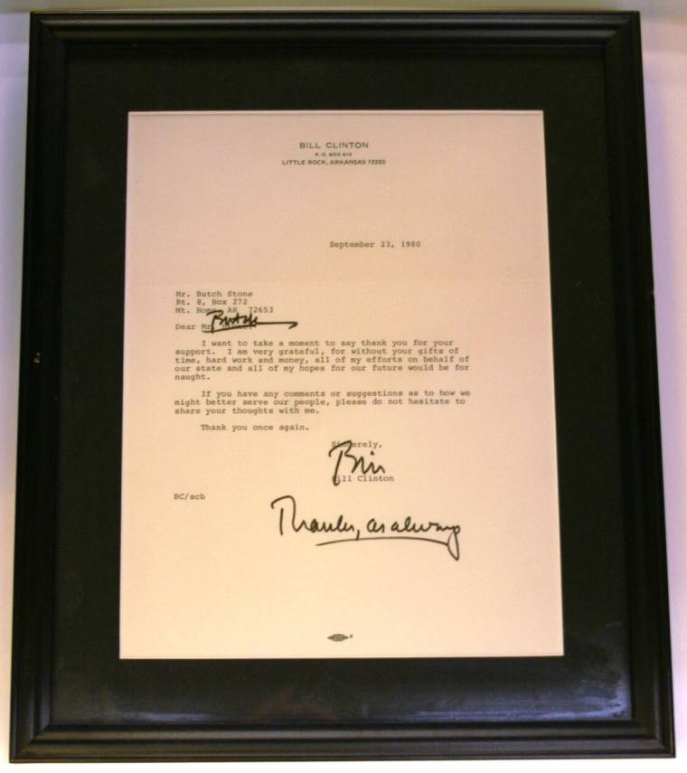 Letter, Bill Clinton to Butch Stone