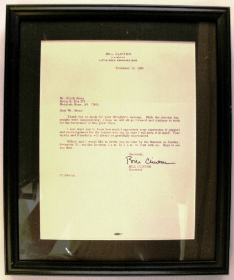 Letter, Bill Clinton to Butch Stone