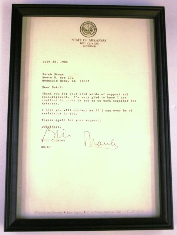 Letter, Bill Clinton to Butch Stone