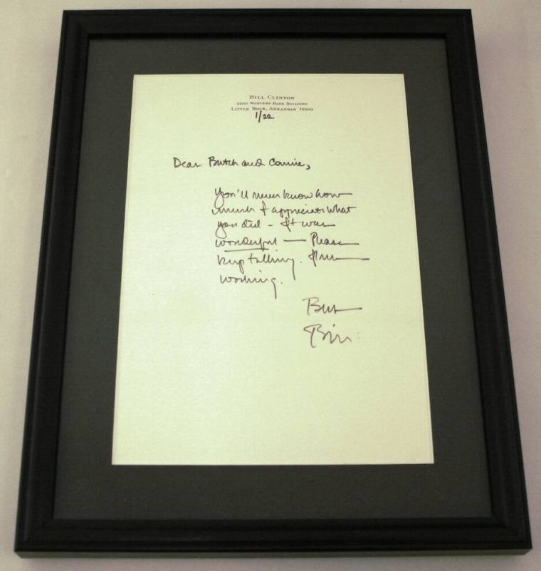 Letter, Bill Clinton to Butch Stone