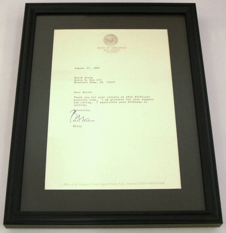 Letter, Bill Clinton to Butch Stone