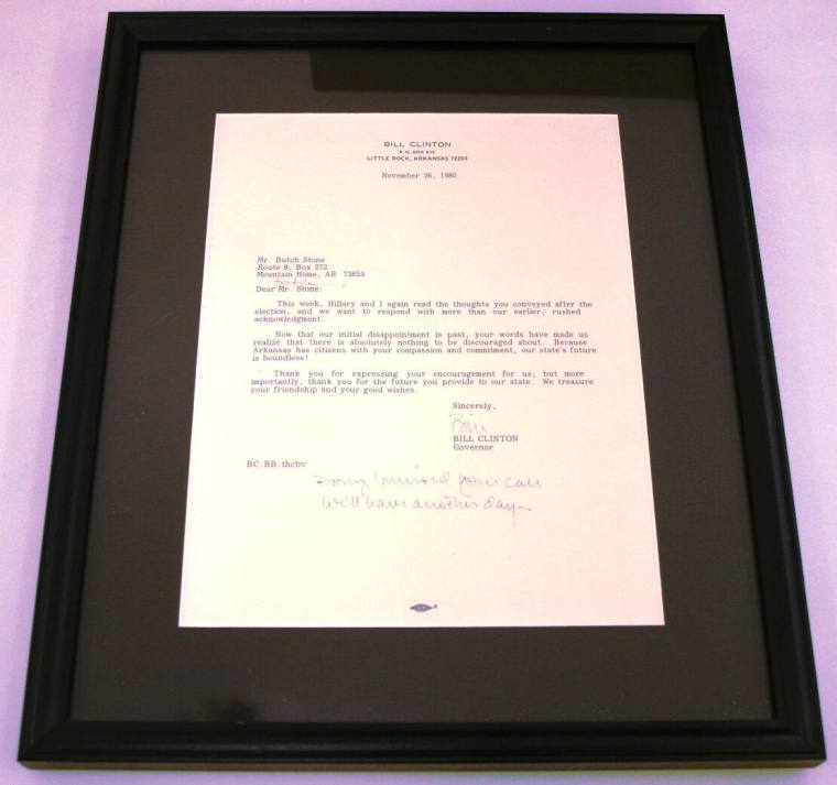 Letter, Bill Clinton to Butch Stone