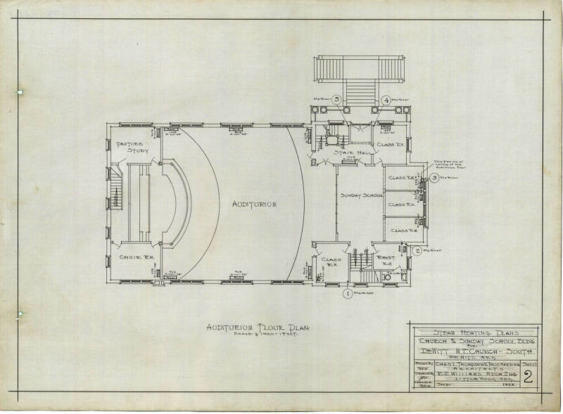 Drawing, Thompson Architectural - Dewitt Methodist Episcopal Church