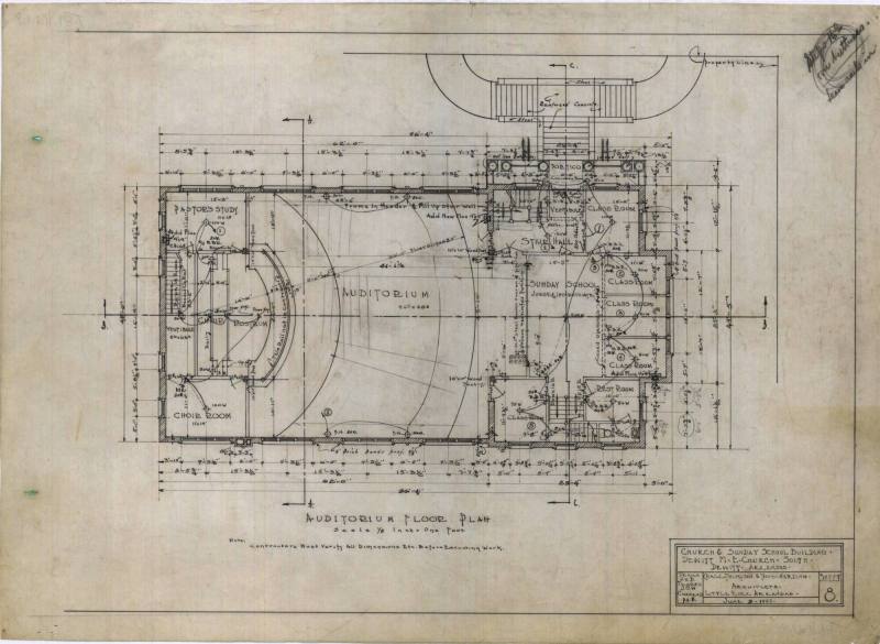 Drawing, Thompson Architectural - Dewitt Methodist Episcopal Church