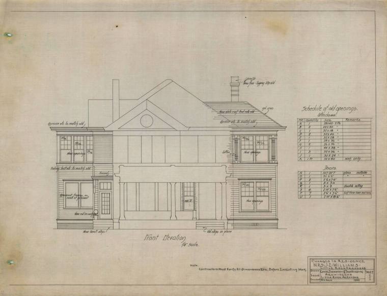 Drawing, Thompson Architectural - Mrs. J.E. Williams