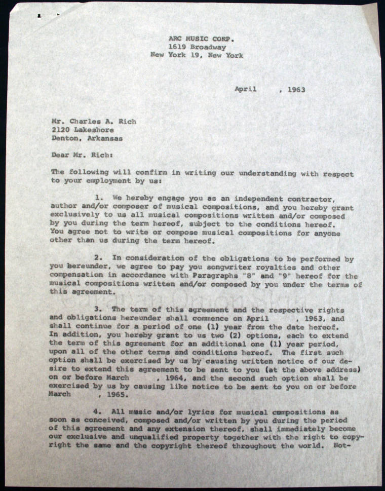 Contract, Music - Charlie Rich