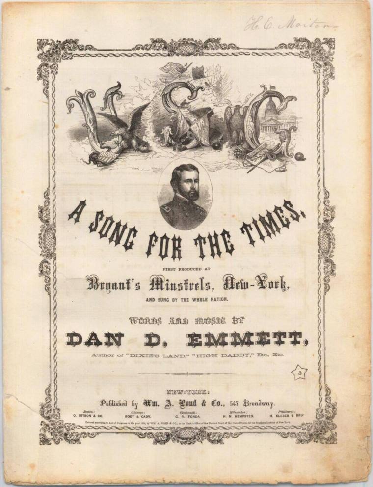 Sheet Music, "A Song for the Times"