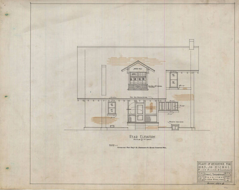 Drawing, Thompson Architectural - Mrs. Jo Nichol, Pine Bluff