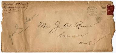 Letter and Envelope, J.B. Manly to J.A. Reeves