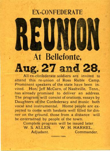 Broadside, Ex-Confederate Reunion in Bellefonte