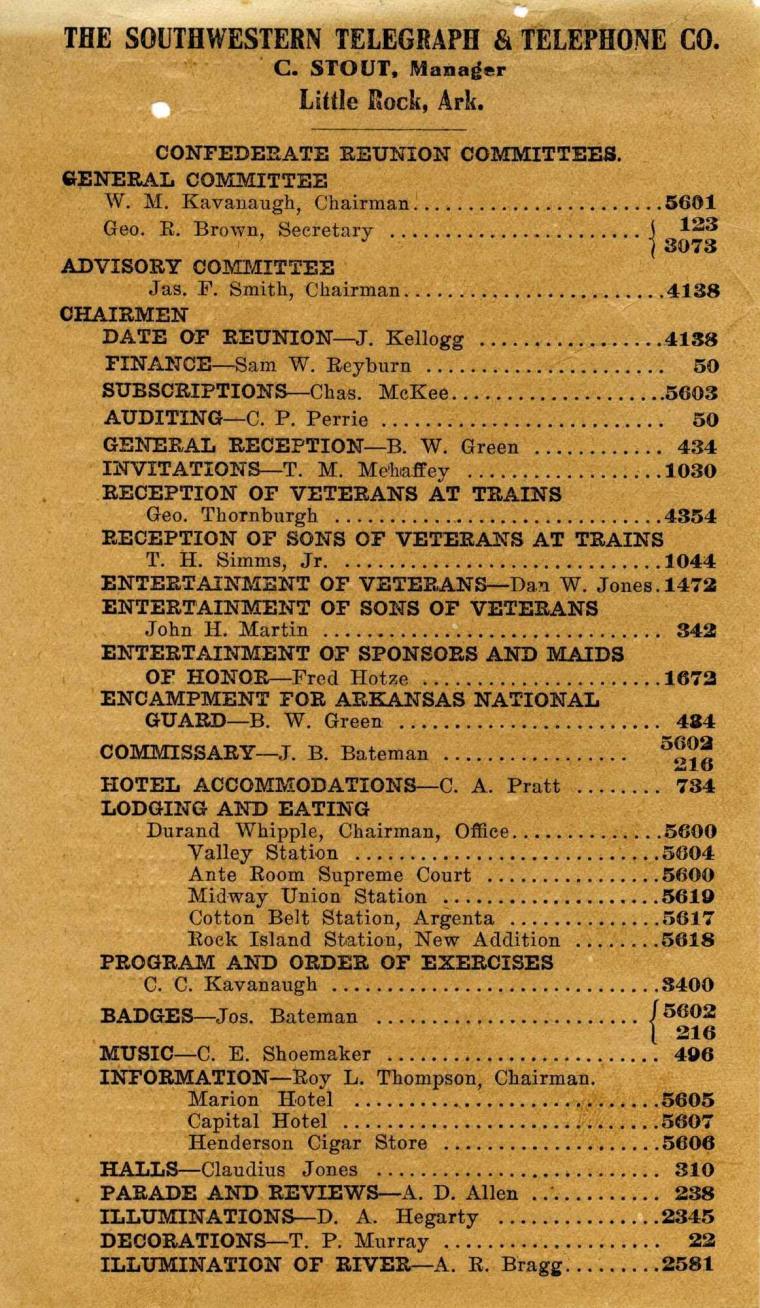 Document, SW Telegraph & Telephone Co. - 1911 Reunion